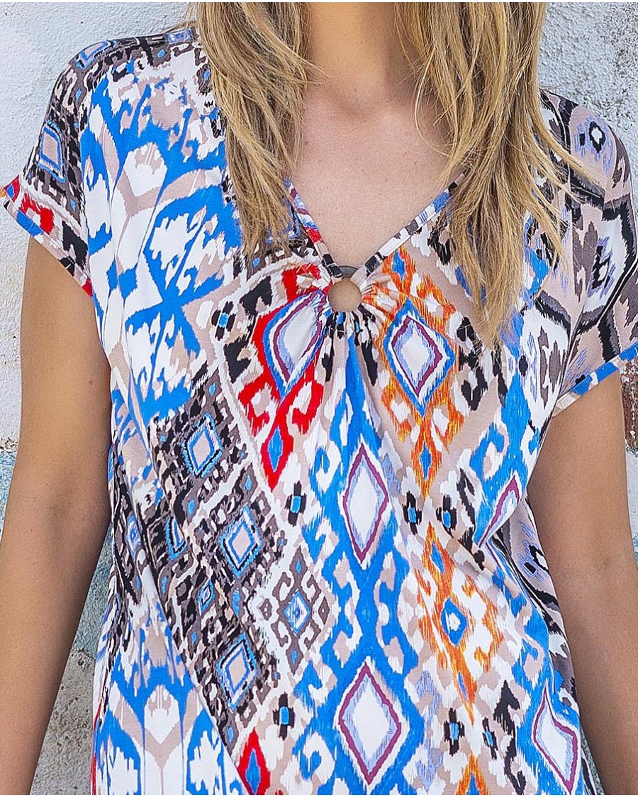 VESTIDO ESTAMPADO MANGA CAÍDA