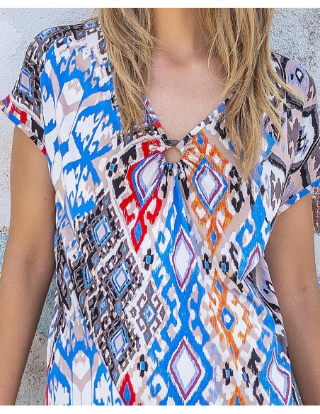 VESTIDO ESTAMPADO MANGA CAÍDA