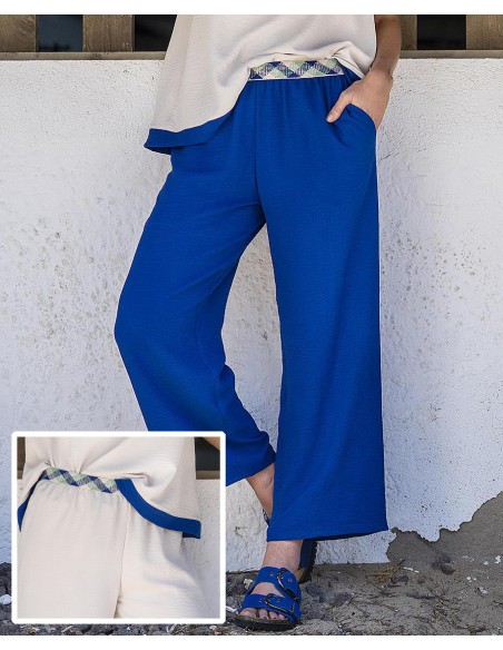 PANTALÓN LARGO 3/4 CON CINTURA DE ESTAMPADO GEOMÉTRICO PANTALÓN LARGO 3/4 CON CINTURA DE ESTAMPADO GEOMÉTRICO