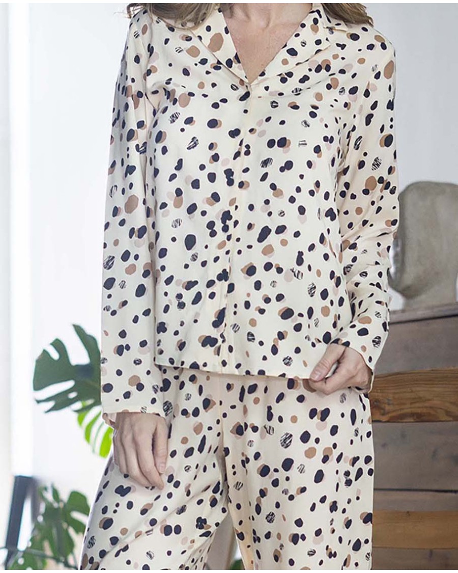 PIJAMA CAMISERO ESTAMPADO 100%VISCOSA