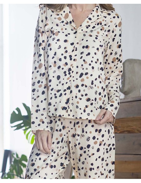 PIJAMA CAMISERO ESTAMPADO 100%VISCOSA
