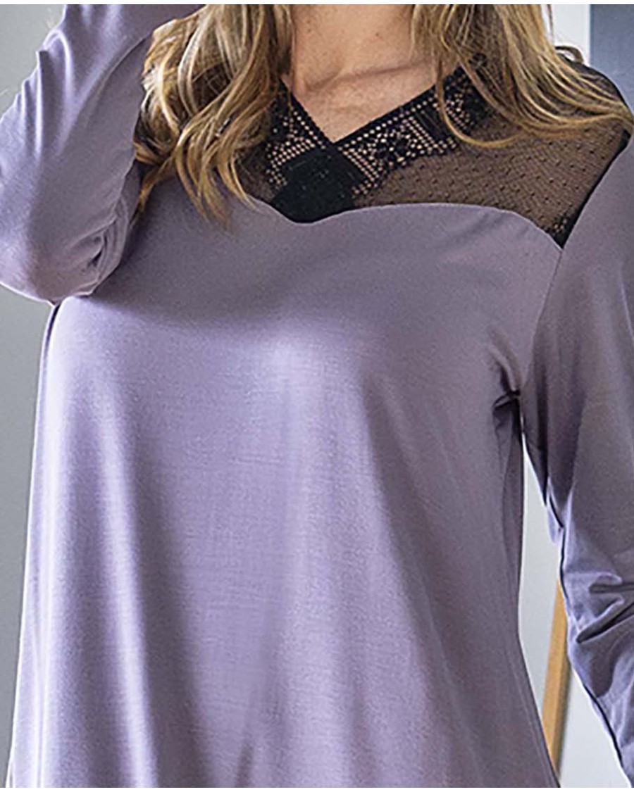 CAMISÓN CON ENCAJE DE MODAL ELASTANO LARGO 1