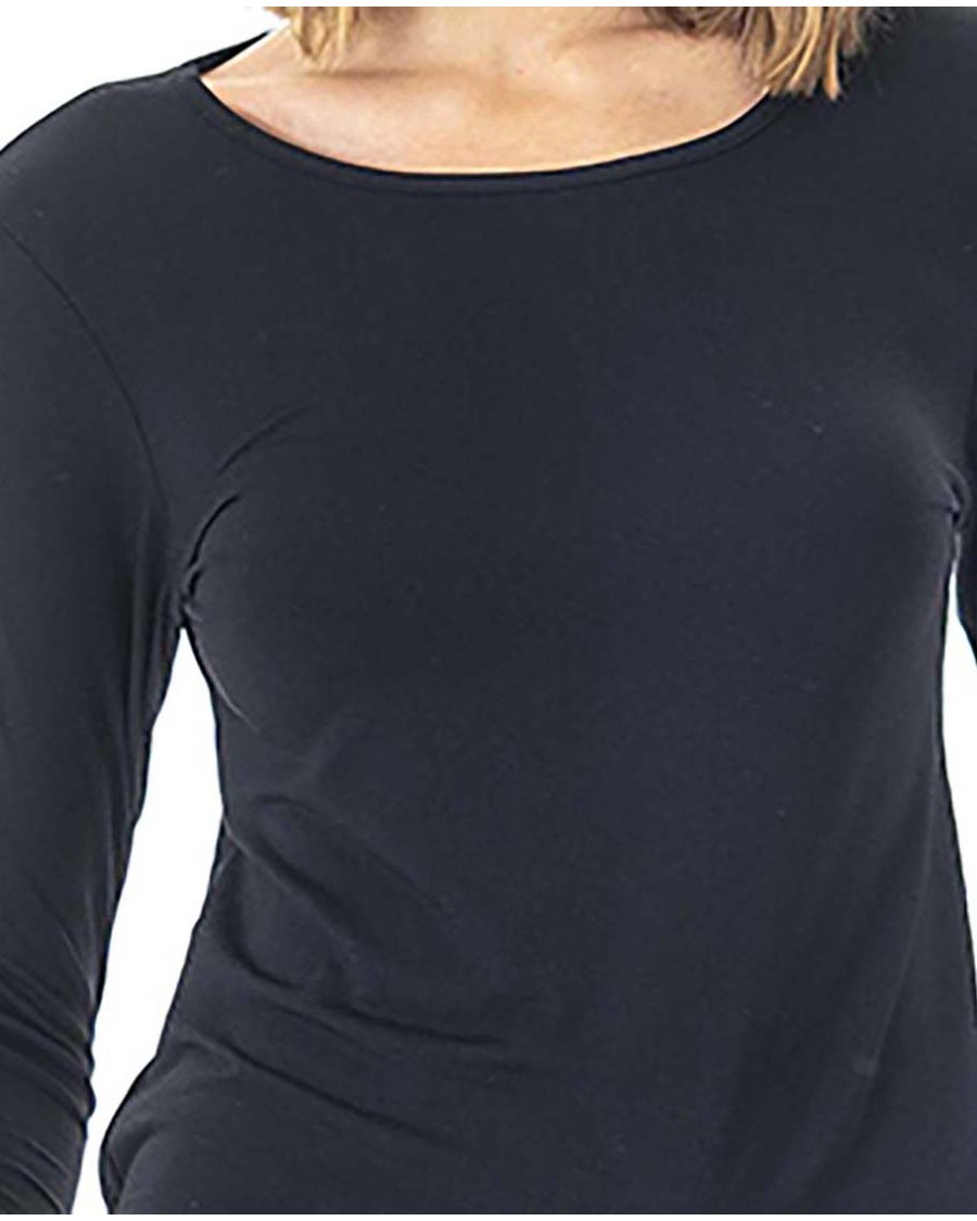 CAMISETA BÁSICA DE MODAL ELASTÁN CON MANGA LARGA