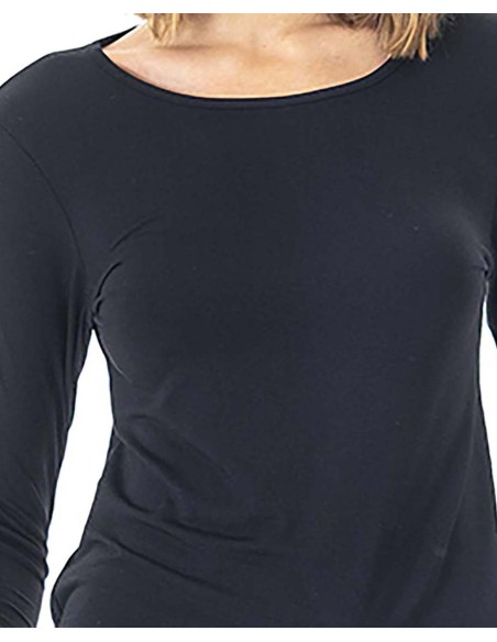 CAMISETA BÁSICA DE MODAL ELASTÁN CON MANGA LARGA CAMISETA BÁSICA DE MODAL ELASTÁN CON MANGA LARGA
