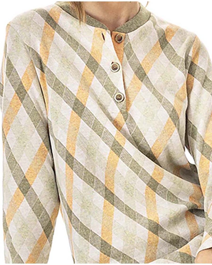 CAMISÓN CON CUELLO REDONDO Y TAPETA DE PUNTO MILANO