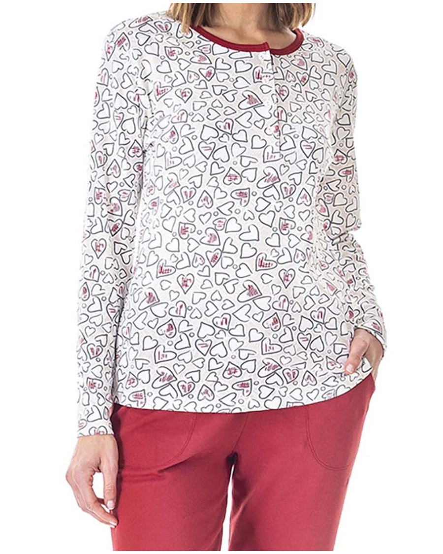 PIJAMA DE DOS PIEZAS CON TAPETA Y BOLSILLO PANTALÓN