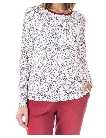 PIJAMA DE DOS PIEZAS CON TAPETA Y BOLSILLO PANTALÓN PIJAMA DE DOS PIEZAS CON TAPETA Y BOLSILLO PANTALÓN