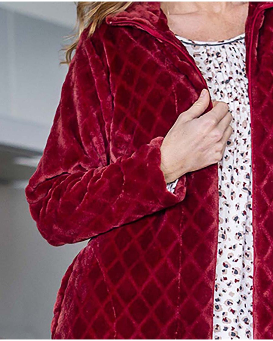 PARKA DE PELO ATERCIOPELADO CON CREMALLERA CON RELIEVE DE ROMBO