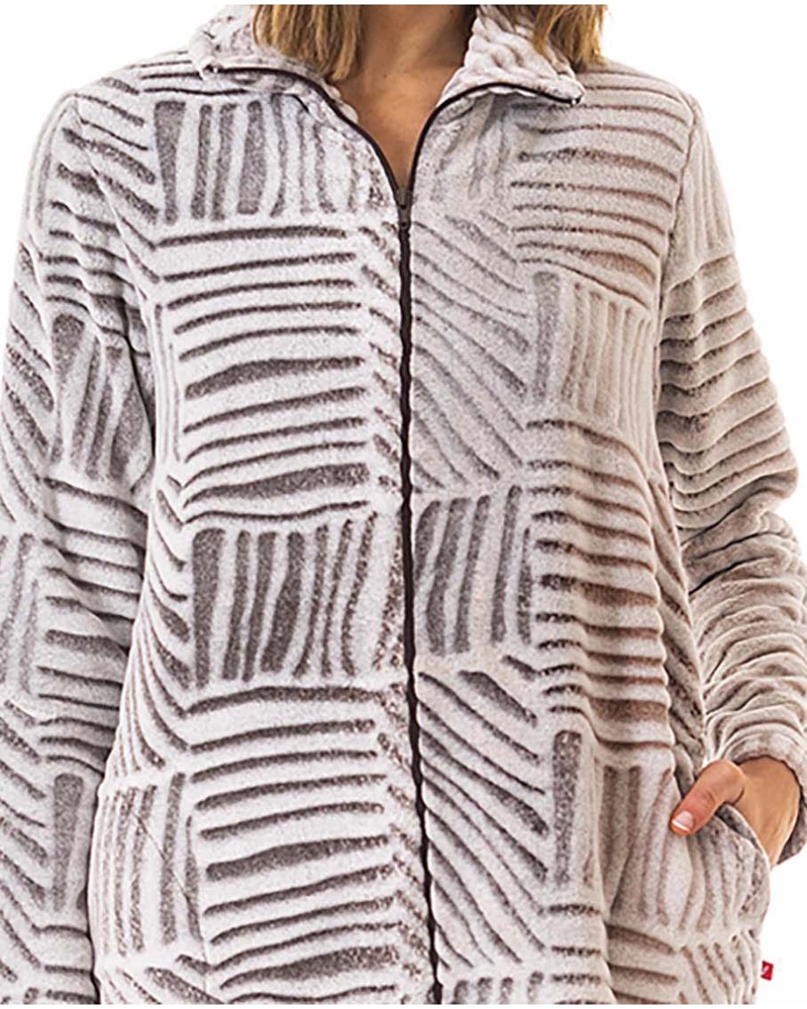 PARKA DE PELO ATERCIOPELADO EST.ABSTRACTO CON CREMALLERA