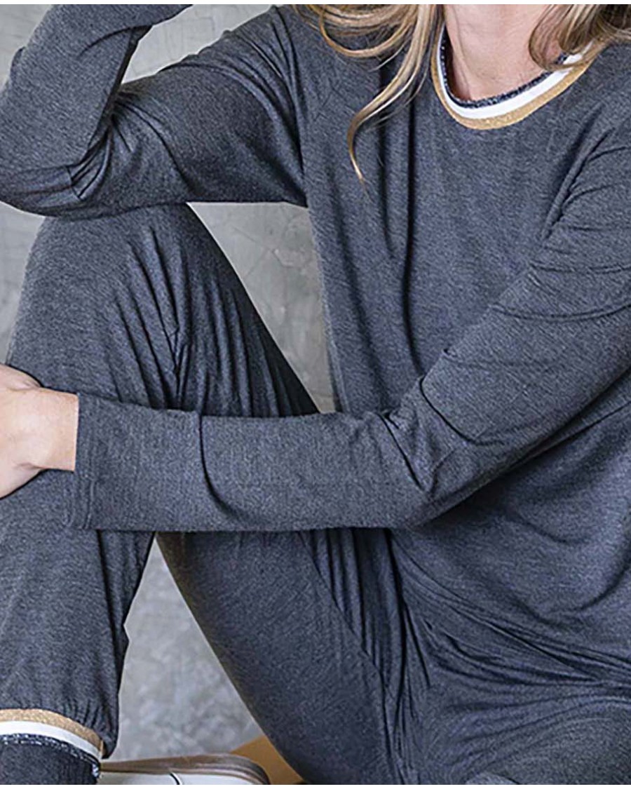 PIJAMA DE VISCOSA Y LICRA CON DETALLES DE CANALÉ FANTASÍA