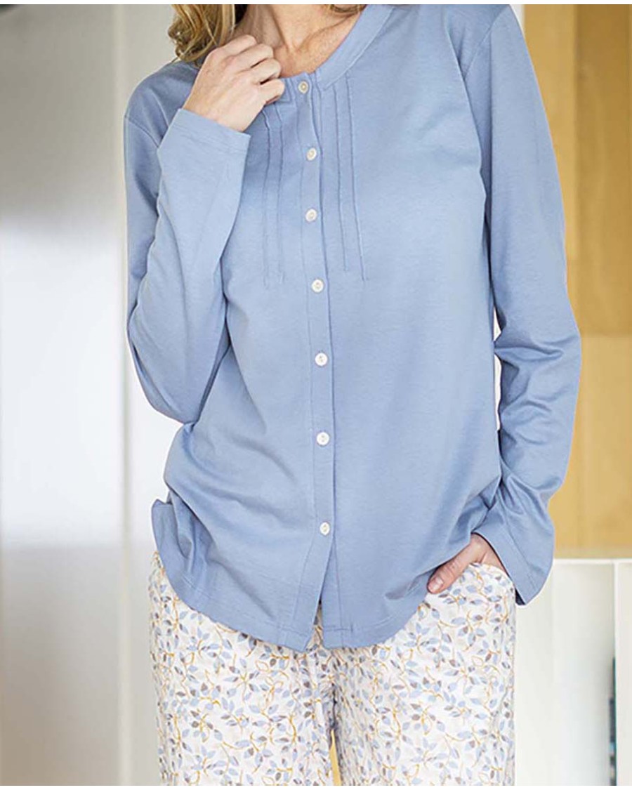 PIJAMA DE DOS PIEZAS CON CAMISETA ABOTONADA