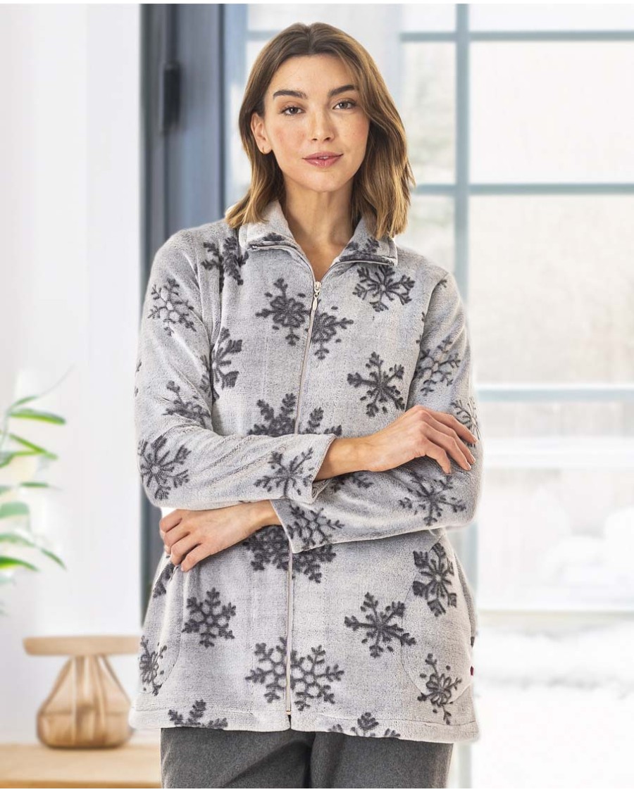 PARKA DE PELO ATERCIOPELADO CON MOTIVO DE NIEVE