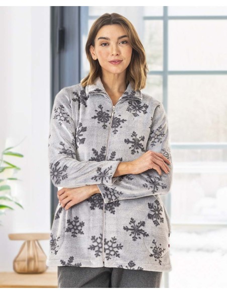 PARKA DE PELO ATERCIOPELADO CON MOTIVO DE NIEVE