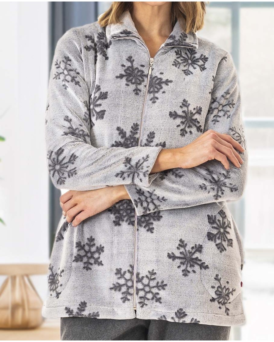 PARKA DE PELO ATERCIOPELADO CON MOTIVO DE NIEVE