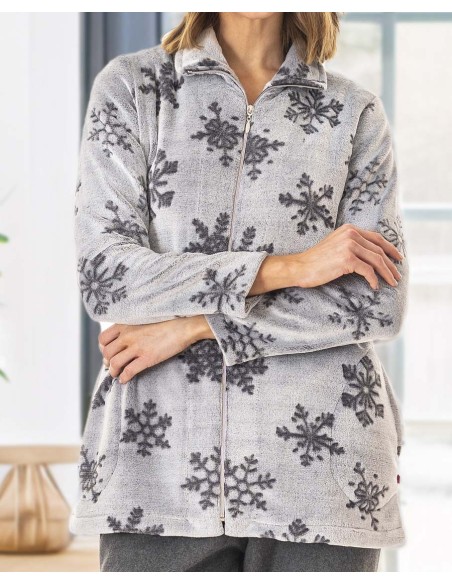 PARKA DE PELO ATERCIOPELADO CON MOTIVO DE NIEVE