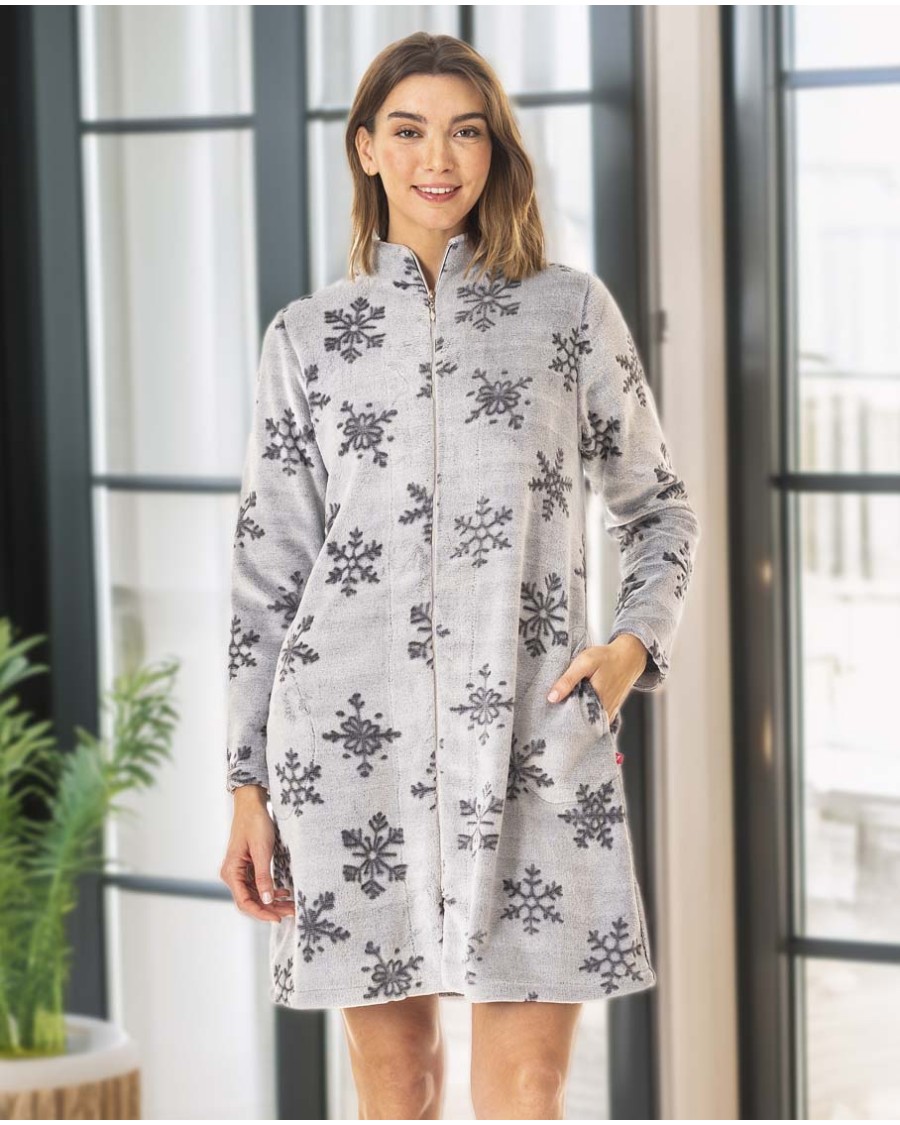 Peignoir en fourrure veloutée avec fermeture...