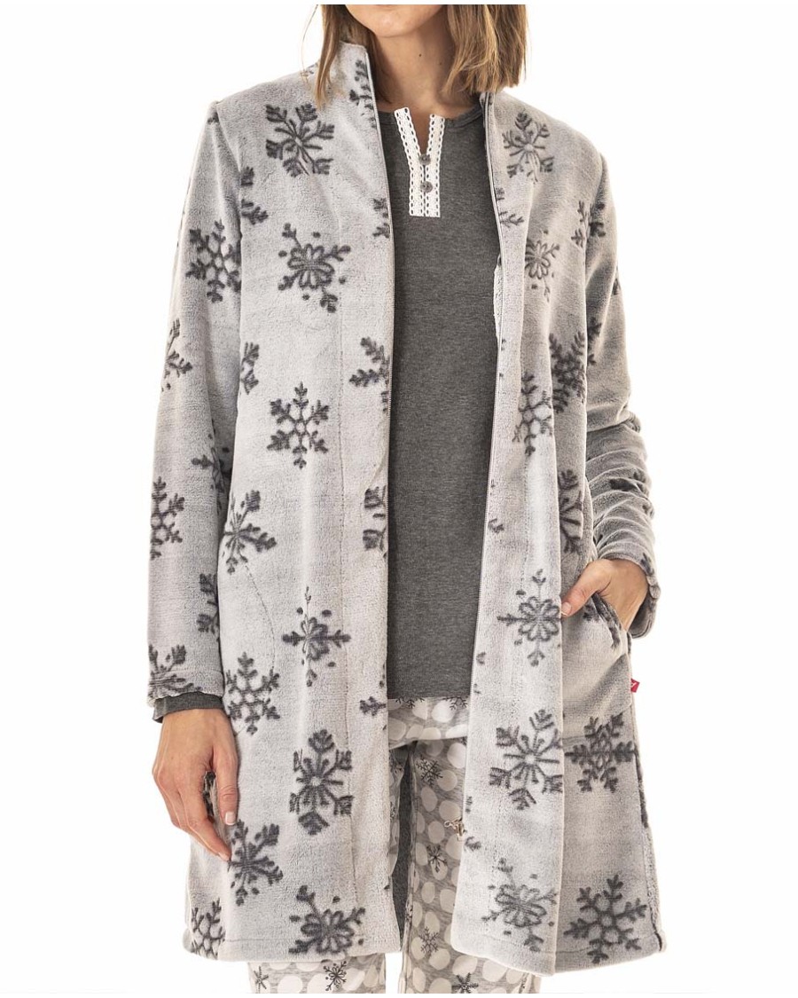 Peignoir en fourrure veloutée avec fermeture...