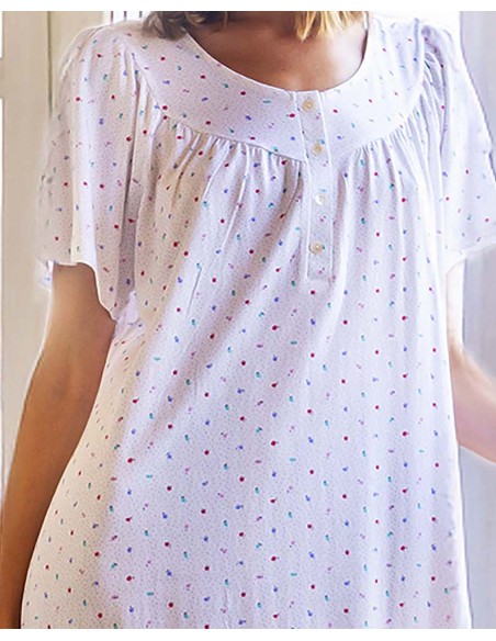 CAMISÓN CON MANGA CORTA TAPETA Y PECHERO CLASSICO