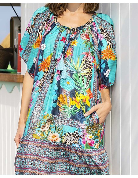 TÚNICA PLAYERA DE VISCOSA CUELLO AJUSTABLE