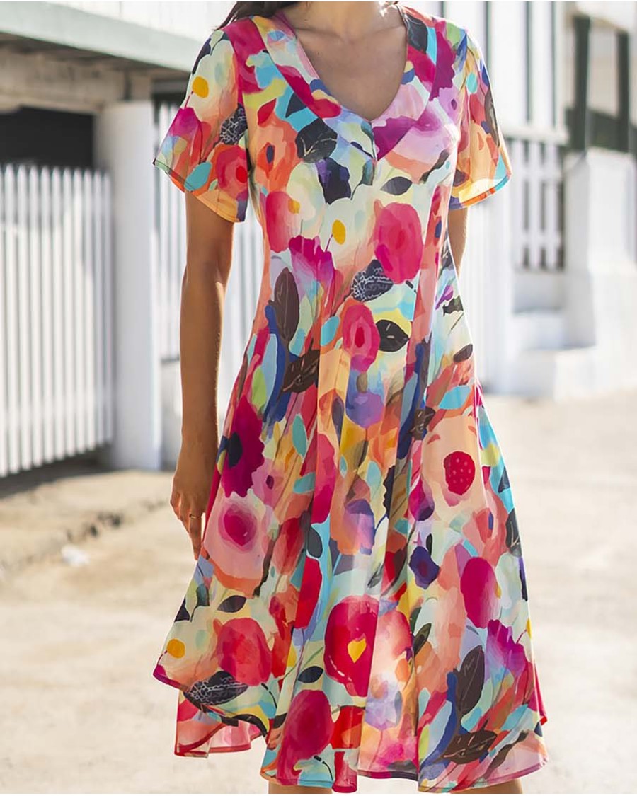VESTIDO LARGO FLORAL DE COLORES VIVOS