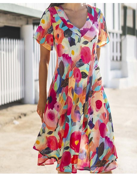 VESTIDO LARGO FLORAL DE COLORES VIVOS