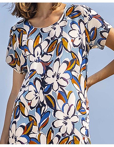 VESTIDO  MANGA CORTA  ESTAMPADO FLORAL