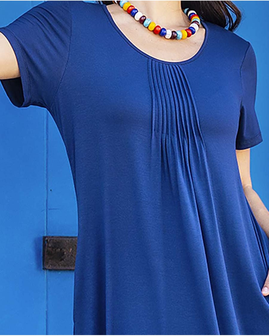 VESTIDO LISO CON MANGAS Y BOLSILLOS