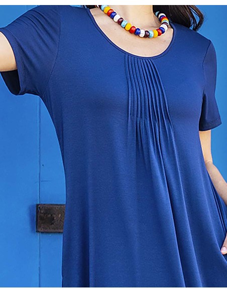 VESTIDO LISO CON MANGAS Y BOLSILLOS