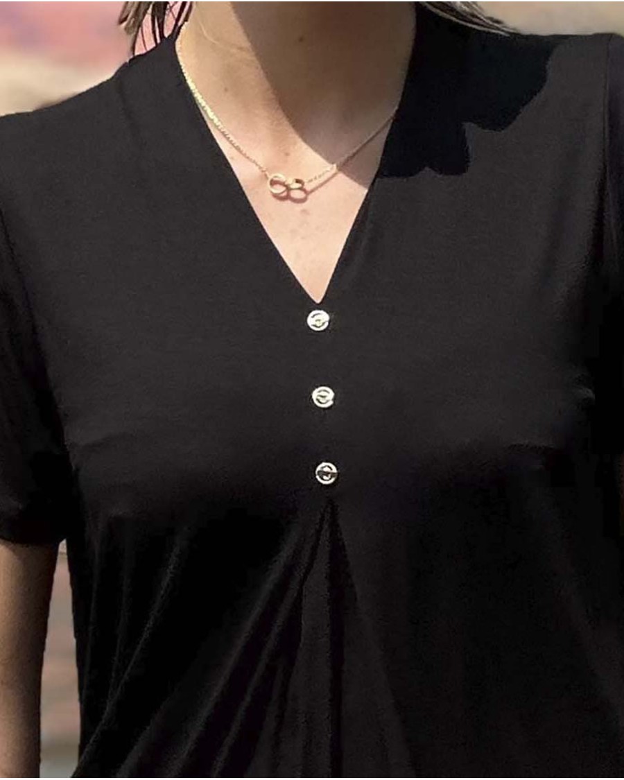 VESTIDO CON MANGAS LISO CON PLIEGUE FRONTAL