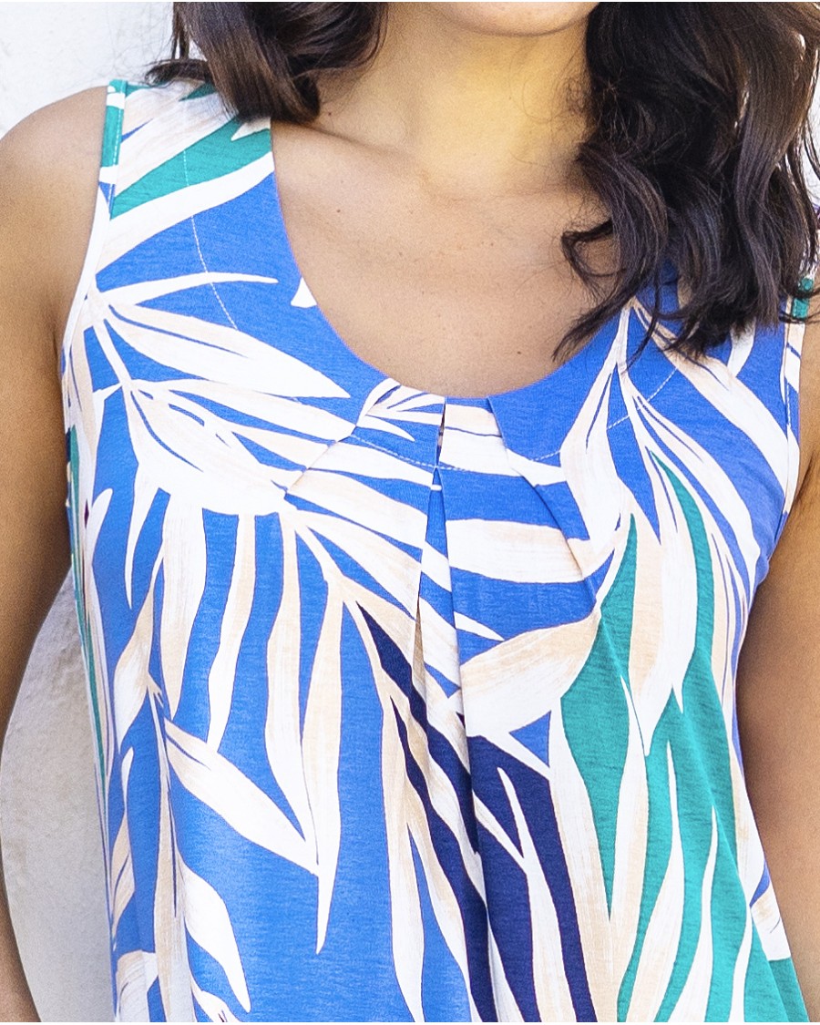 VESTIDO DE VISCOSA-LICRA CON PLIEGUES EN EL ESCOTE Y SIN MANGAS