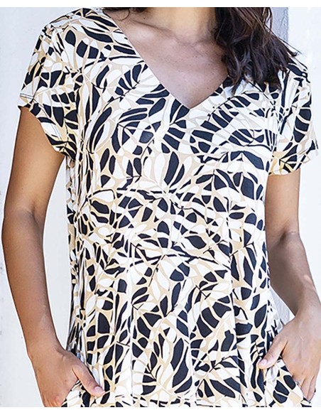 VESTIDO DE CREPÉ ESTAMPADO DE VISCOSA Y ELASTÁN